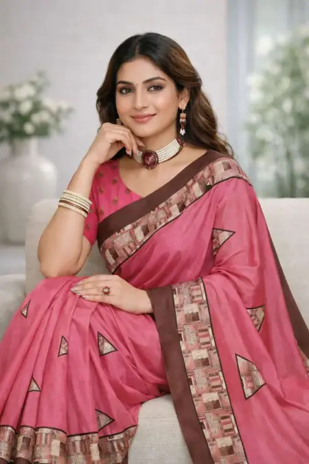 Pink Art Silk Bollywood Saree (Regular Sari) view 3