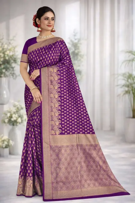 Purple Art Silk Banarasi Saree