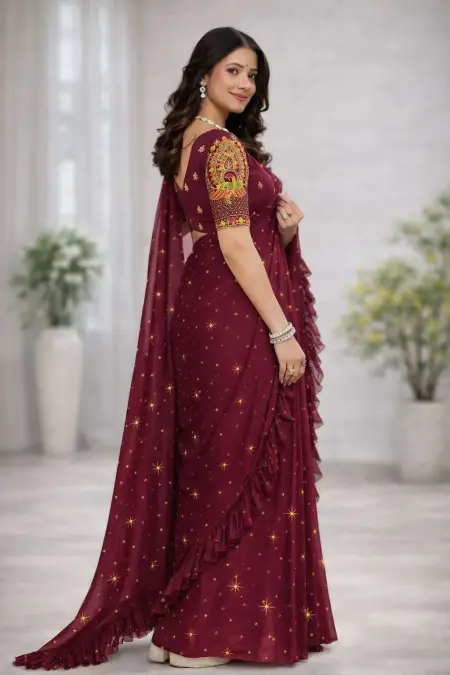Maroon Art Silk Saree (Regular Sari) view 2
