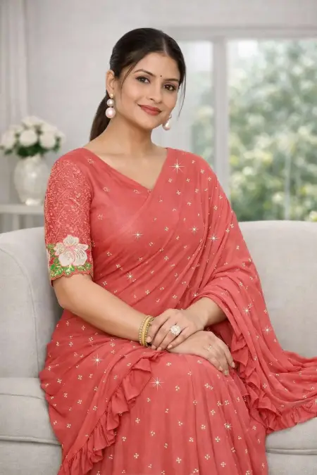 Gajari Georgette Bollywood Saree (Regular Sari) view 3