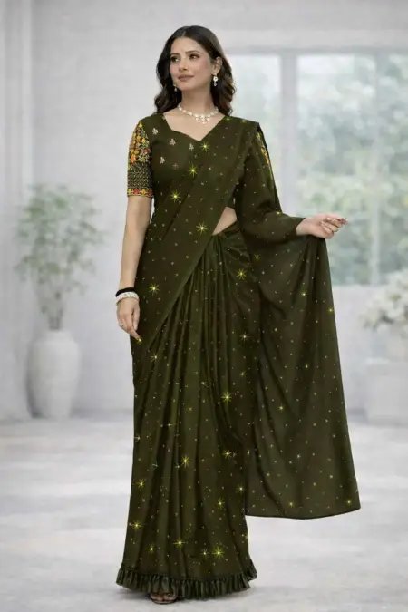 Brown Art Silk Saree (Regular Sari) view 2