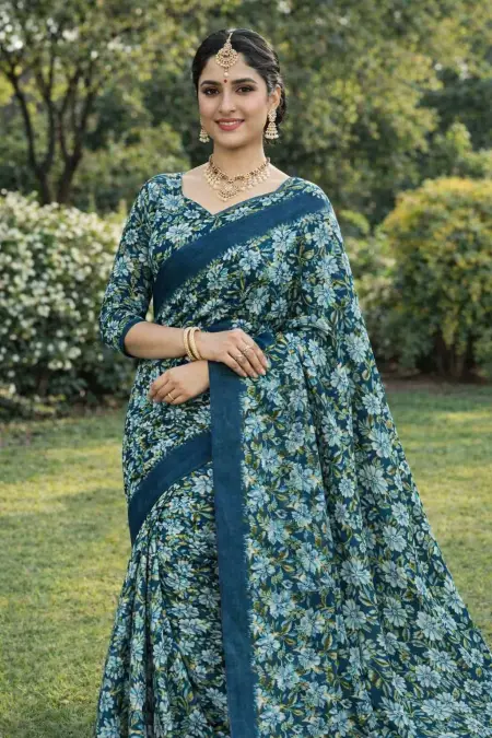 Teal Georgette Bandhani Saree - Casual (Regular Sari) (Free Size) view 2