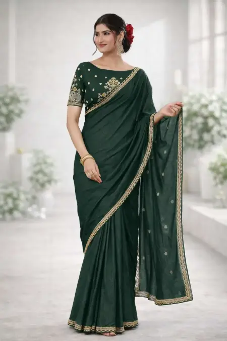 Dark Green Art Silk Bollywood Saree (Regular Sari)
