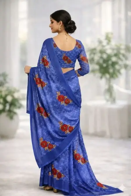 Blue Georgette Bandhani Saree (Regular Sari) view 2