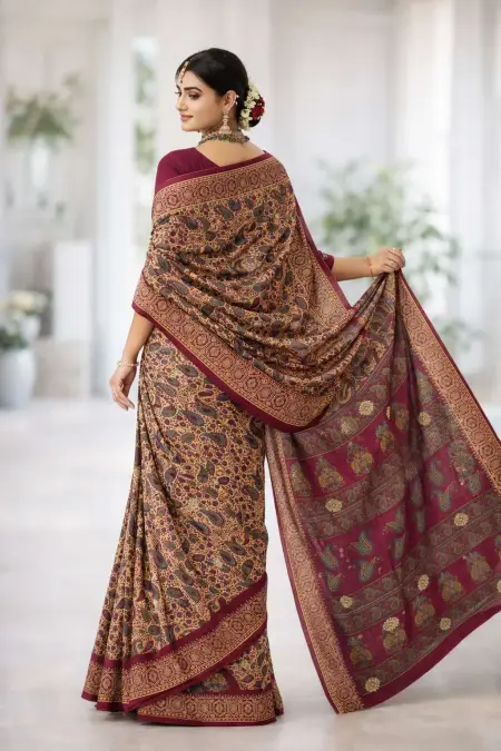Bronze, Brown, Wine Cotton Bollywood Saree (Regular Sari) view 2