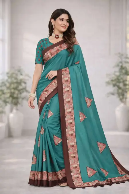 Teal Art Silk Bollywood Saree (Regular Sari)