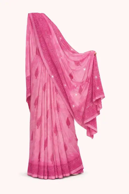 Pink Chiffon Daily Wear Saree (Regular Sari) view 4