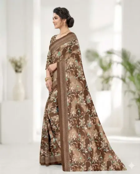 Beige, Bronze, Copper Georgette Bandhani Saree (Regular Sari) view 4