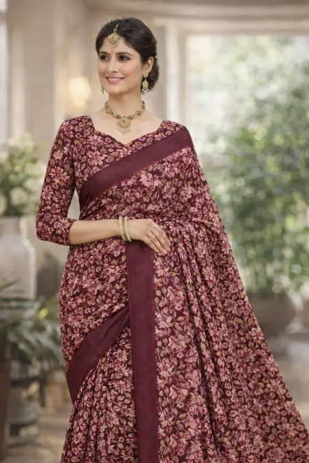 Maroon Georgette Bandhani Saree (Regular Sari)