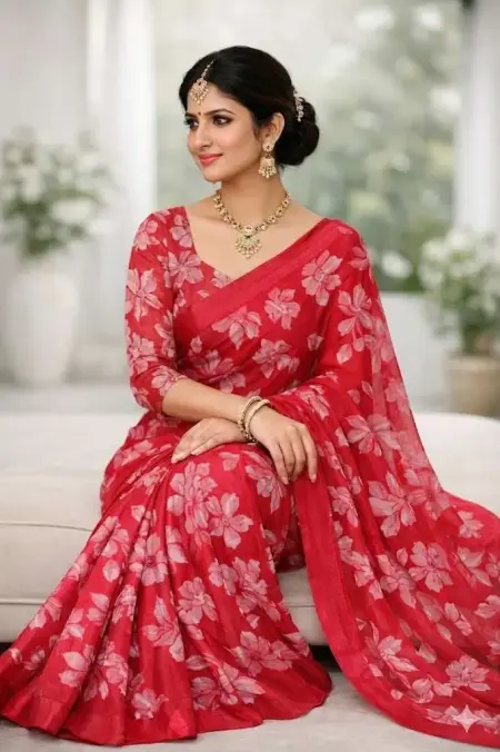 Magenta Georgette Bandhani Saree (Regular Sari) view 3