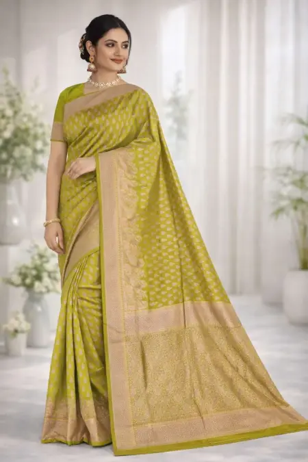 Khaki, Mehendi, Mustard Art Silk Banarasi Saree