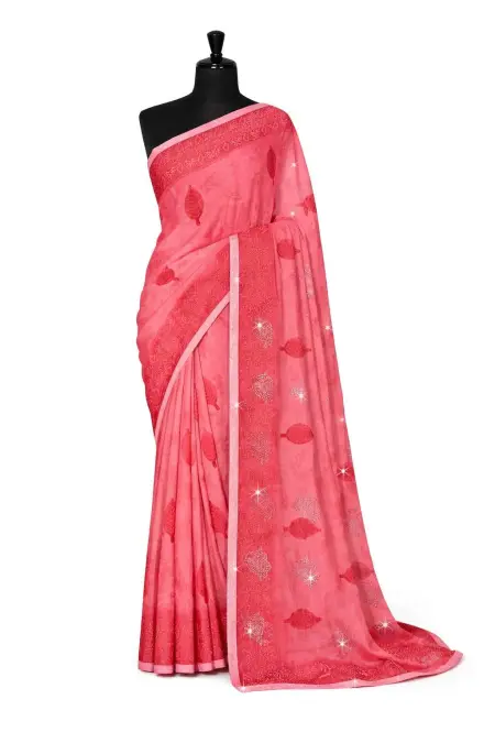 Peach Chiffon Daily Wear Saree (Regular Sari) view 4