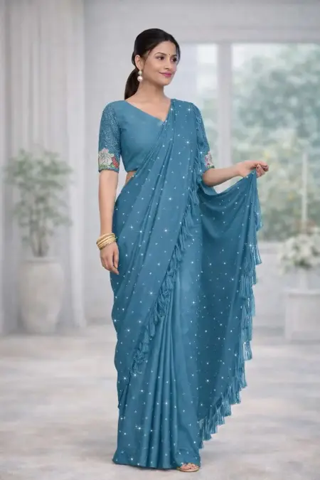 Blue Georgette Bollywood Saree (Regular Sari)