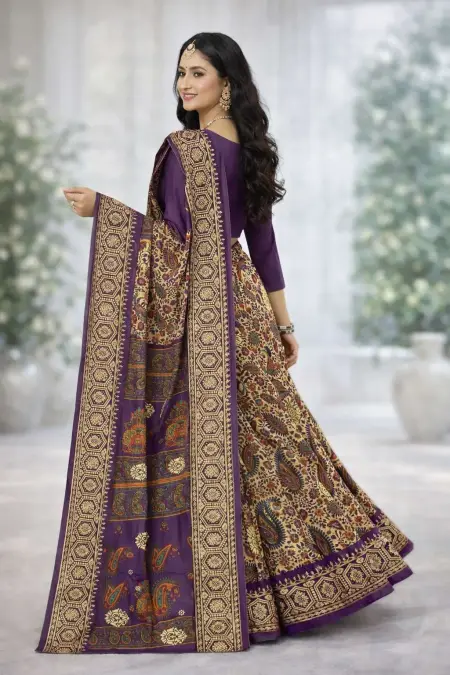 Lavender, Multicolor, Purple Cotton Bollywood Saree (Regular Sari) view 2