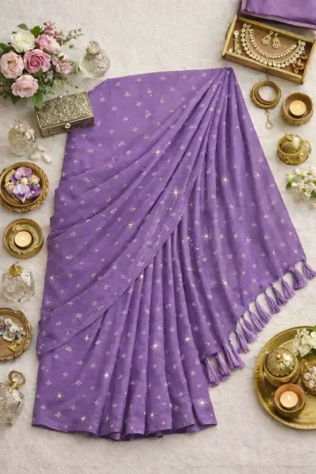 Purple Georgette Bollywood Saree (Regular Sari) view 4