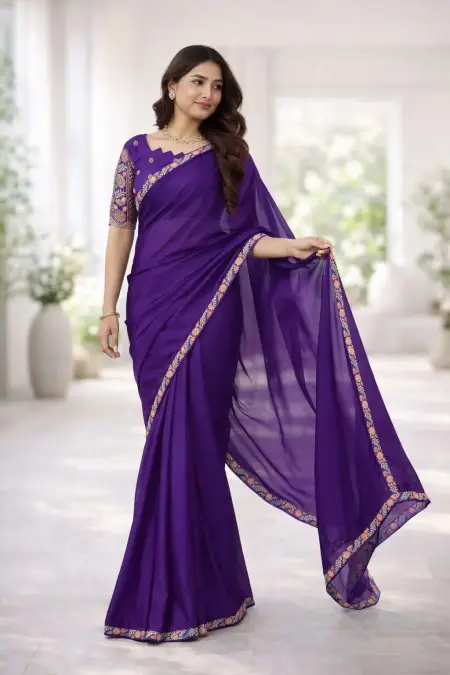 Purple Georgette Bollywood Saree (Regular Sari)
