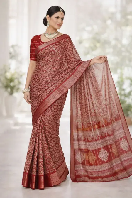 Dark Pink, Magenta, Maroon, Red, Rust Banarasi Silk Banarasi Saree (Regular Sari)