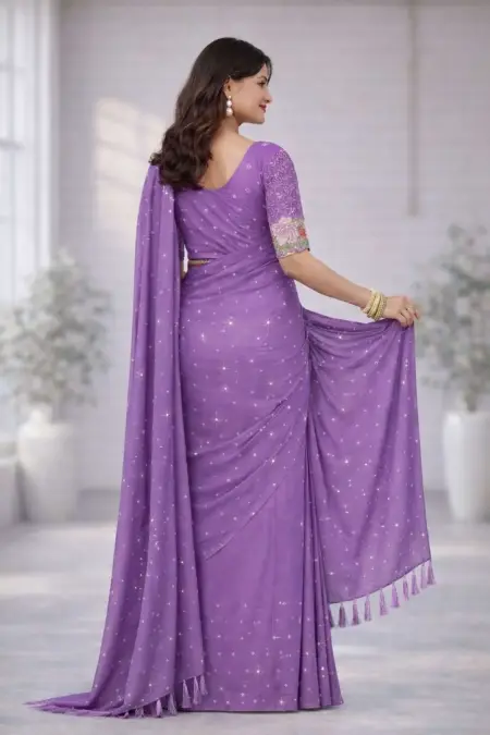 Purple Georgette Bollywood Saree (Regular Sari) view 2