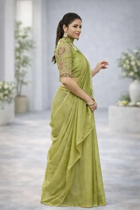 Mehendi Art Silk Bollywood Saree - Casual (Regular Sari) (Free Size) view 2