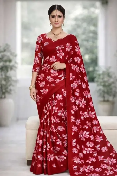 Maroon Georgette Bandhani Saree (Regular Sari)