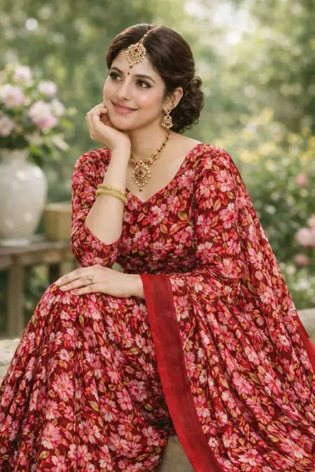 Red Georgette Bandhani Saree (Regular Sari) view 4