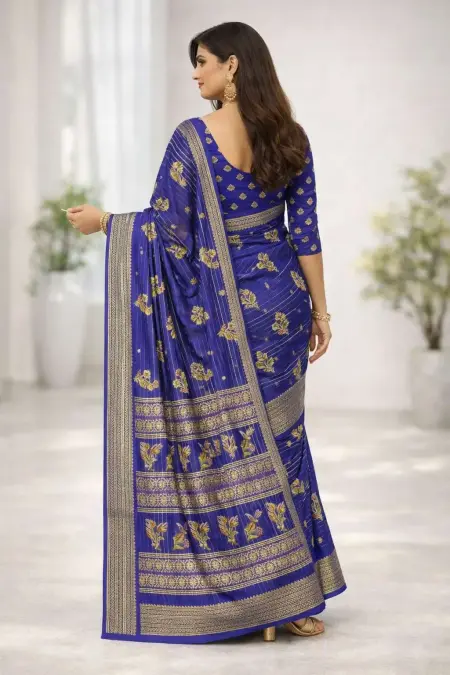 Blue, Dark Blue, Indigo, Navy Blue Banarasi Silk Banarasi Saree (Regular Sari) view 2