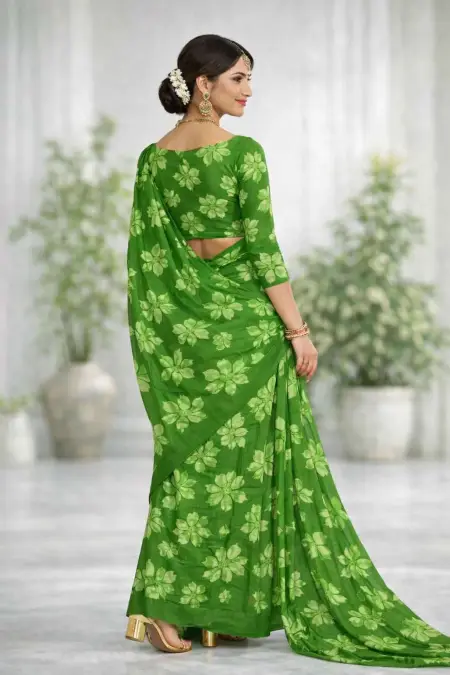 Light Green Georgette Bandhani Saree (Regular Sari) view 2