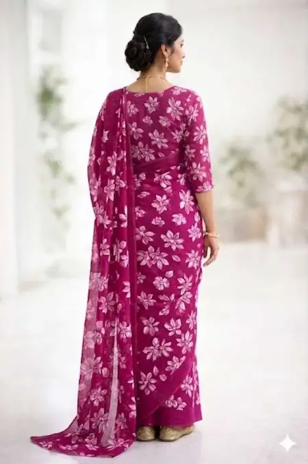 Purple Georgette Bandhani Saree (Regular Sari) view 2