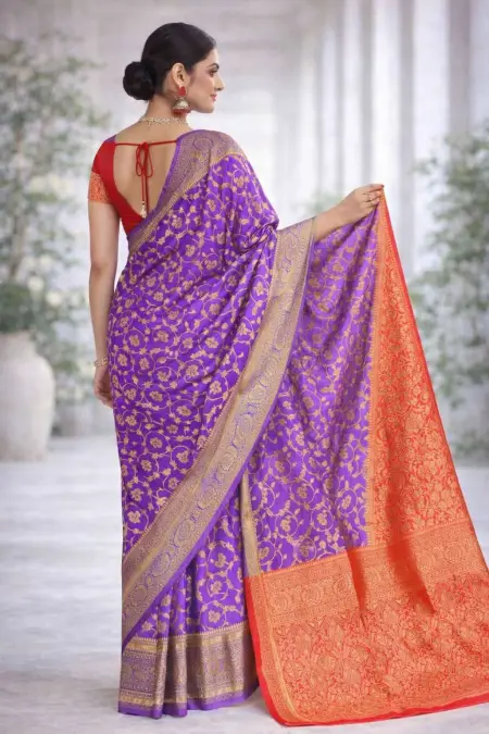 Purple, Red Art Silk Bollywood Saree (Regular Sari) view 2