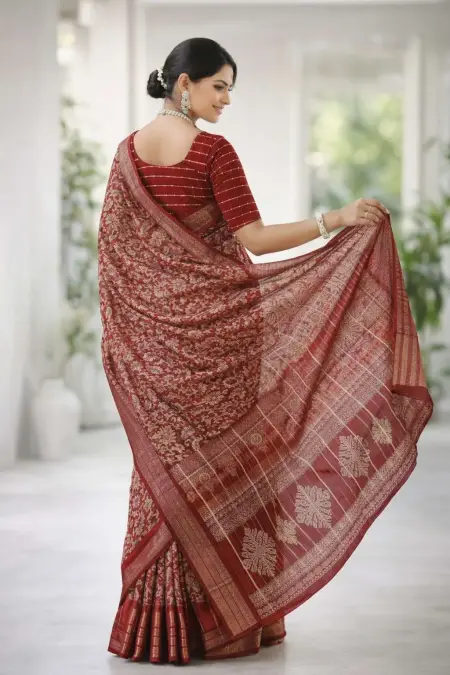Dark Pink, Magenta, Maroon, Red, Rust Banarasi Silk Banarasi Saree (Regular Sari) view 2