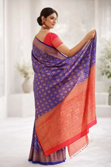 Purple, Red Banarasi Silk Banarasi Saree (Regular Sari) view 2