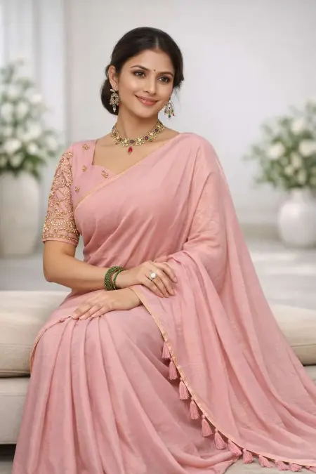 Pink Art Silk Bollywood Saree (Regular Sari) view 3
