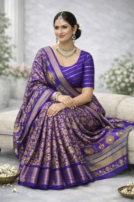 Purple Banarasi Silk Banarasi Saree (Regular Sari) view 3