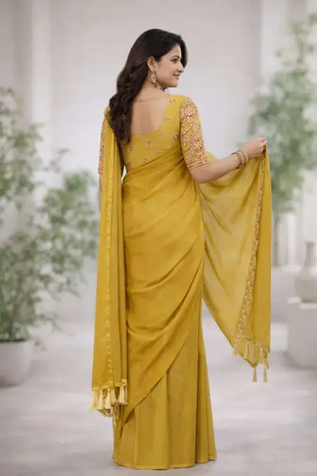 Mustard Art Silk Bollywood Saree (Regular Sari) view 2