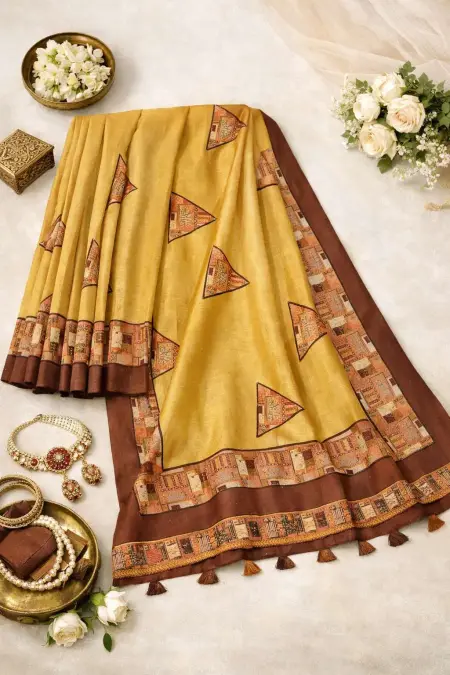 Mustard Art Silk Bollywood Saree (Regular Sari) view 4