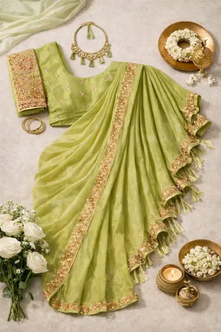 Mehendi Art Silk Bollywood Saree - Casual (Regular Sari) (Free Size) view 4