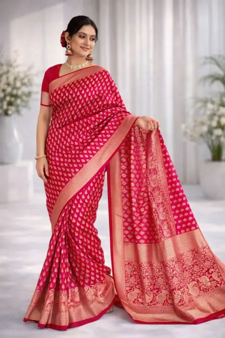 Red Art Silk Banarasi Saree