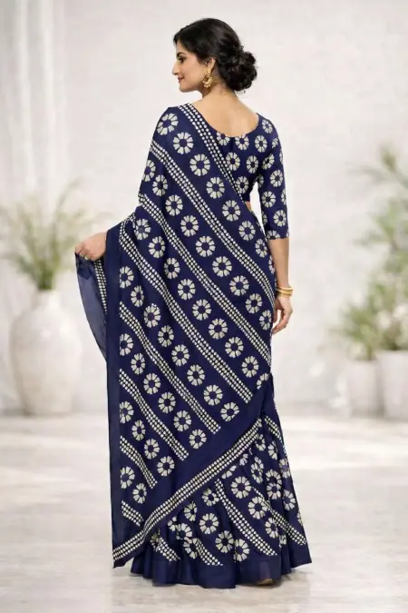 Navy Blue Georgette Bandhani Saree (Regular Sari) view 2