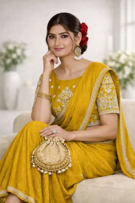 Mustard Art Silk Bollywood Saree (Regular Sari) view 2