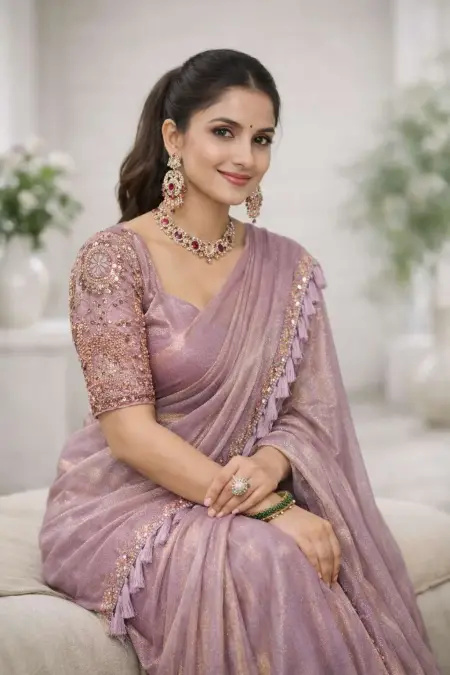 Nude Art Silk Bollywood Saree (Regular Sari) view 3