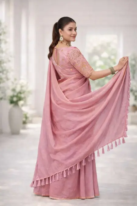 Pink Art Silk Bollywood Saree (Regular Sari) view 2