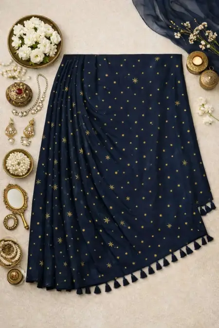 Navy Blue Art Silk Saree (Regular Sari) view 4