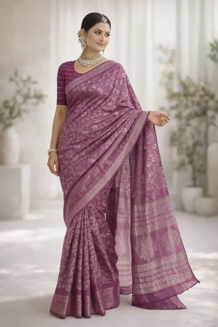 Multicolor, Purple, Wine Banarasi Silk Banarasi Saree (Regular Sari)