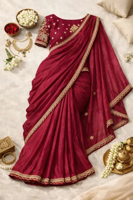 Red Art Silk Bollywood Saree (Regular Sari) view 4
