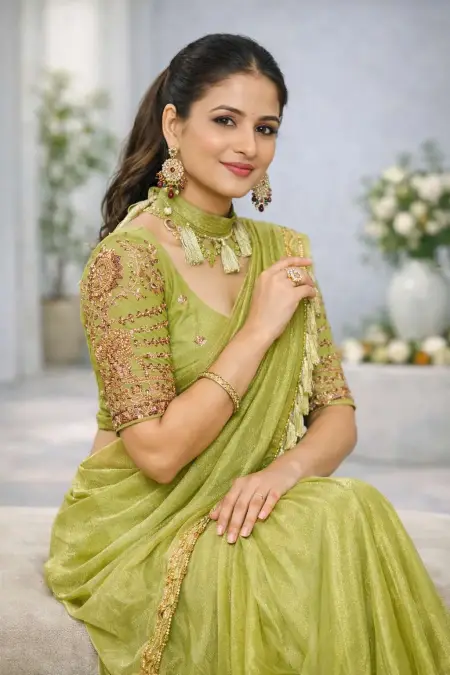 Mehendi Art Silk Bollywood Saree - Casual (Regular Sari) (Free Size)