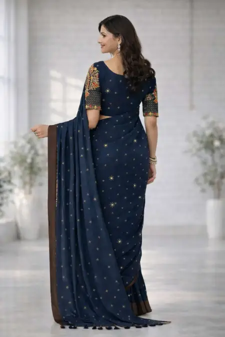 Navy Blue Art Silk Saree (Regular Sari) view 2