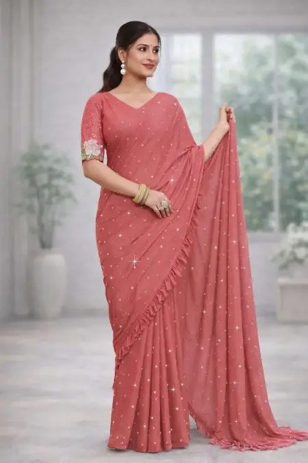 Gajari Georgette Bollywood Saree (Regular Sari) view 2