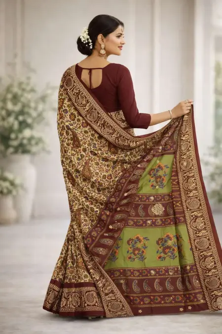Wine Cotton Bollywood Saree (Regular Sari) view 2