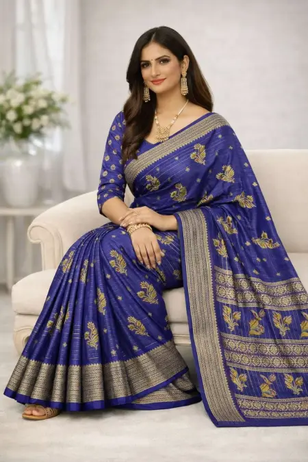 Blue, Dark Blue, Indigo, Navy Blue Banarasi Silk Banarasi Saree (Regular Sari) view 3