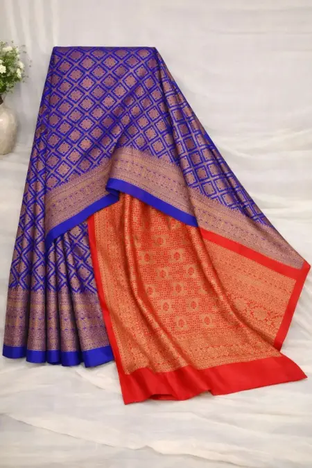 Purple, Red Banarasi Silk Banarasi Saree (Regular Sari) view 4